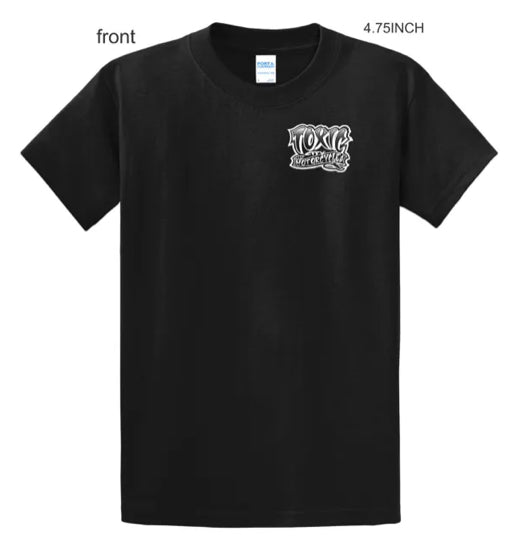 A Limited Edition McKeag Art designed “Toxic City Motorcycles” T Shirt (black) Exclusively from ToxicOG Streetwear